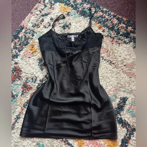 Urban Outfitters Dresses Black Uo Perrie Lace Inset Slip Dress